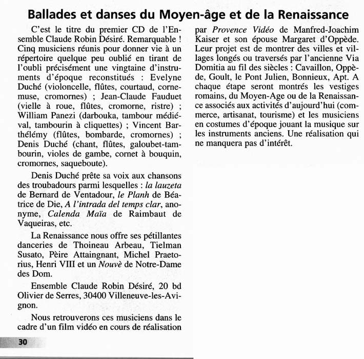 Ballades et Danses du Moyen Age et de la Renaissance